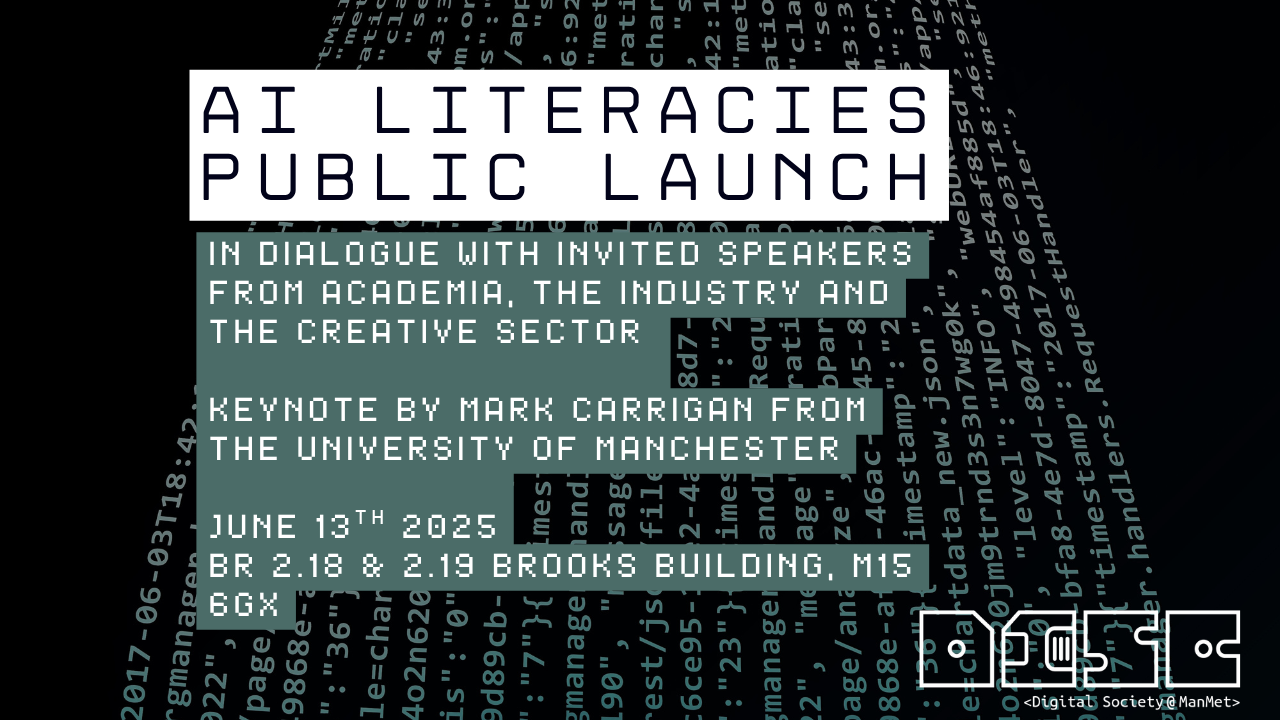Banner for the AI Literacies Public Launch event. Details of this event can be found by following the 'launch event' link in the main body.